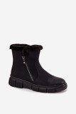 Schwarze Schneestiefel mit Kunstfell und Plateausohle