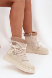 Beige Schneestiefel mit Reißverschluss und Fellfutter