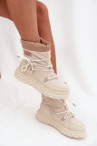Beige Schneestiefel mit Reißverschluss und Fellfutter