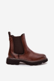 Gefütterte braune Stiefelette mit Reißverschluss