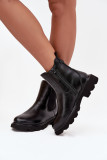 Schwarze gefütterte Stiefelette mit Reißverschluss aus Kunstleder