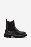 Schwarze gefütterte Stiefelette mit Reißverschluss aus Kunstleder