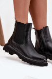 Schwarze gefütterte Stiefelette mit Reißverschluss aus Kunstleder