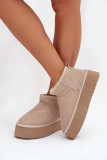 Snowboots aus echtem Veloursleder beige