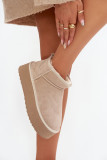 Snowboots aus echtem Veloursleder beige