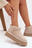 Snowboots aus echtem Veloursleder beige