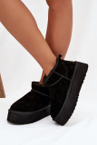 Schwarze Damen-Snowboots aus echtem Veloursleder