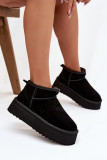 Schwarze Damen-Snowboots aus echtem Veloursleder