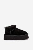Schwarze Damen-Snowboots aus echtem Veloursleder