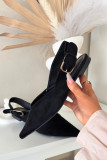 Schwarze Ballerina mit Schnalle aus Velourslederimitat