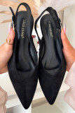 Schwarze Ballerina mit Schnalle aus Velourslederimitat