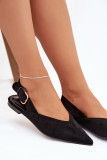 Schwarze Ballerina mit Schnalle aus Velourslederimitat