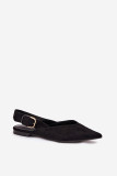 Schwarze Ballerina mit Schnalle aus Velourslederimitat