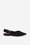 Schwarze Ballerina mit Schnalle aus Velourslederimitat