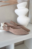 Beige Ballerinas mit Schnalle aus Wildlederimitat