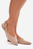 Beige Ballerinas mit Schnalle aus Wildlederimitat