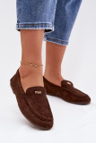 Mokassin aus Velourslederimitat mit goldenem Detail, braun