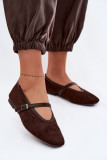 Braune Ballerinas mit Riemen aus Velourslederimitat