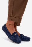 Mokassin aus echtem Veloursleder, blau, flach