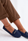 Mokassin aus echtem Veloursleder, blau, flach
