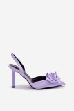 Satin-Sandalette mit Stilettoabsatz in Violett