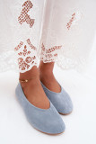 Ballerinas aus Velourslederimitat blau
