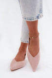 Rosa Ballerinas mit Schnalle aus Velourslederimitat