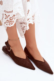 Braune Ballerina mit Schnalle aus Velourslederimitat