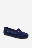 Mokassins aus blauem Eco-Wildleder, flach