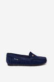 Mokassins aus blauem Eco-Wildleder, flach