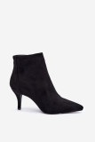 Stiefelette mit Stiletto-Absatz aus schwarzem Kunstveloursleder