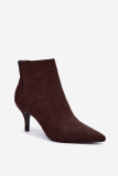 Stiefelette mit Stiletto-Absatz aus braunem Kunstveloursleder