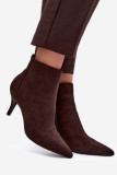 Stiefelette mit Stiletto-Absatz aus braunem Kunstveloursleder