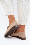 Beige Mokassins aus Kunstveloursleder