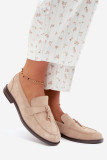 Beige Mokassins aus Kunstveloursleder