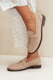 Beige Mokassins aus Kunstveloursleder