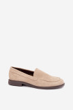 Beige Loafer aus Kunstveloursleder