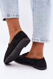 Schwarze Loafer aus Velourslederimitat mit Raffung