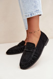 Schwarze Loafer aus Velourslederimitat mit Raffung