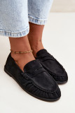Schwarze Loafer aus Velourslederimitat mit Raffung