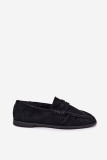 Schwarze Loafer aus Velourslederimitat mit Raffung