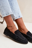 Schwarze Loafer aus Velourslederimitat mit Raffung