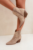 Beige Cowboy-Stiefelette mit goldener Verzierung