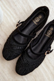 Schwarze Ballerina mit Mesh, Stickerei und Pailletten