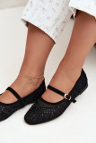 Schwarze Ballerina mit Mesh, Stickerei und Pailletten