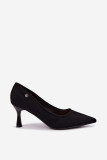 Schwarze Pumps mit schlankem Absatz aus Velourslederimitat