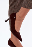 Elegante Pumps aus braunem Veloursleder mit schlankem Absatz
