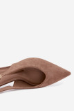 Beige Pumps mit offener Ferse und Blockabsatz