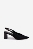 Schwarze Pumps mit offener Ferse und Blockabsatz
