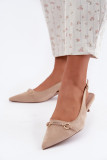 Beige Pumps mit offener Ferse und niedrigem Absatz